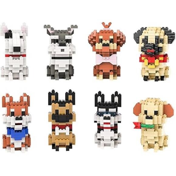 Micro Mini Blocks Dog Series Pets Dog 8 in 1 Animal Model - Picture 6 of 6